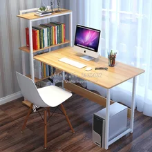 Stable Steel Frame Computer Desk with Bookshelf Simple Office Wooden Desks Household Waterproof Laptop Table Width 80cm