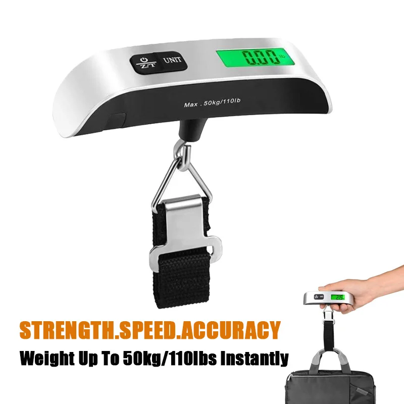 50kg Portable Travel LCD Digital Hanging Luggage Scale Electronic Weight 110lb 