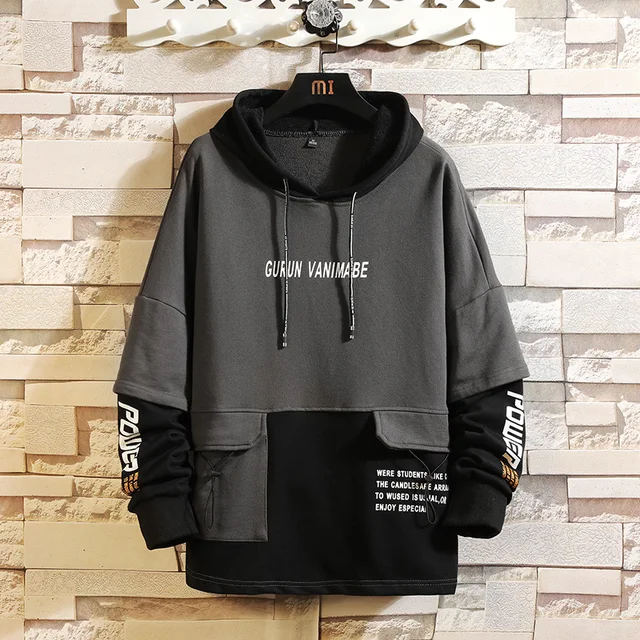 Japan Style Casual O Neck 2022 Spring Autumn Print Hoodie Sweatshirt Men S Thick Fleece Hip