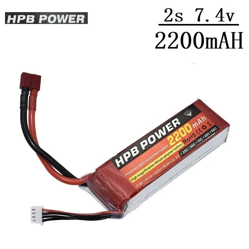 HPB 2s 2200mAh 7,4 v перезаряжаемый Bettary для радиоуправляемого вертолета автомобиля лодки самолета 2s аккумулятор радиоуправляемые игрушки роботы 7,4 v литий-полимерный аккумулятор