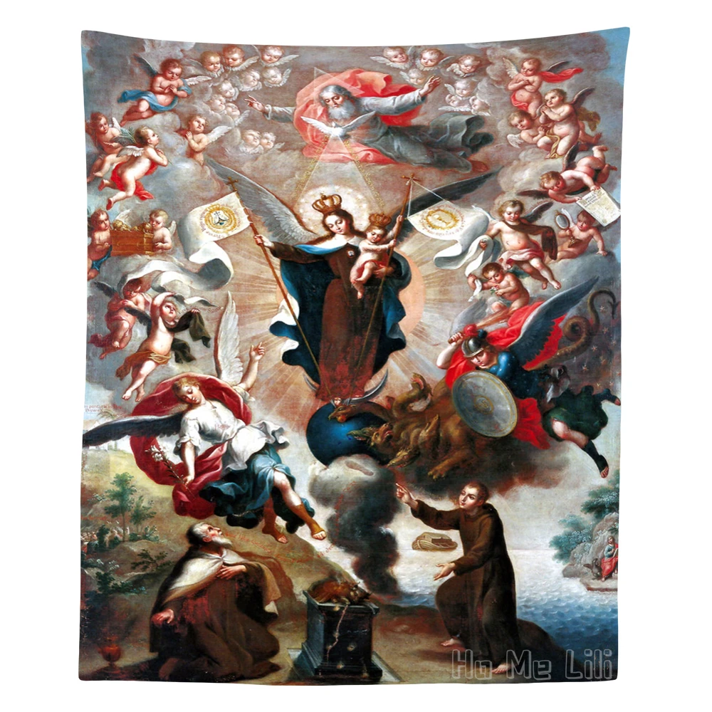 

Храм показывает Иисус, красоту католической религии, дева и ребенок, гобелен, настенное искусство для гостиной, спальни, декор для общежития