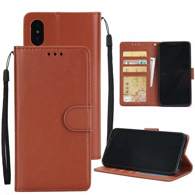 Однотонный Флип кожаный чехол для RedMi Note 8 Pro 5 6plus 4X 4A 5A 7A 8 8A чехол-портмоне с отделением для карт чехол для Xiaomi Mi A1 A3 CC9 E F1 чехол s Плюс обложка книги - Цвет: Коричневый