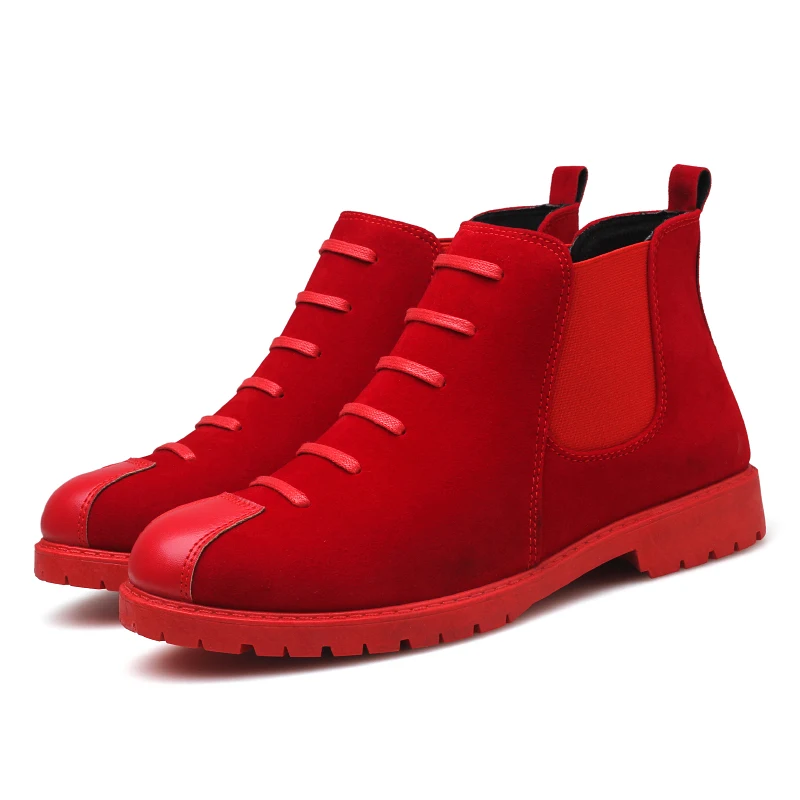 Мужские зимние сапоги осень-зима без байки Красные ботильоны мужская обувь с высоким берцем, обувь под платье, рабочая обувь, обувь для мужчин, Zapatos De мужские кеды; обувь «Челси»