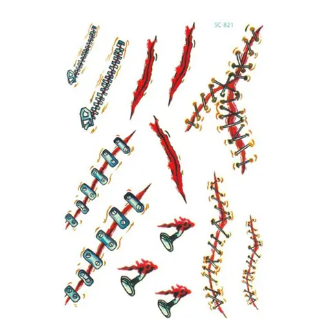 Tattoo Stickers Halloween Props Scars Bloody Scars Weird Tattoo Stickers Sweat-proof Waterproof