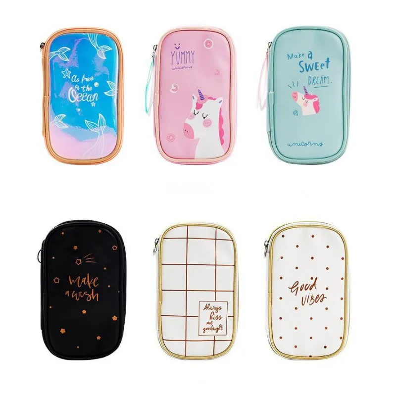 

Kawaii Unicorn Pencil Case Laser PU Large Capacity Multifunction Pencil Bags Pen Box School Supplies Stationery Student Gift