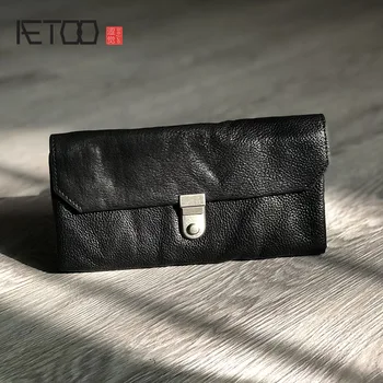 

AETOO Leather wallet, male long zipper trend hand-grasp bag, personality men's hand-picked bag
