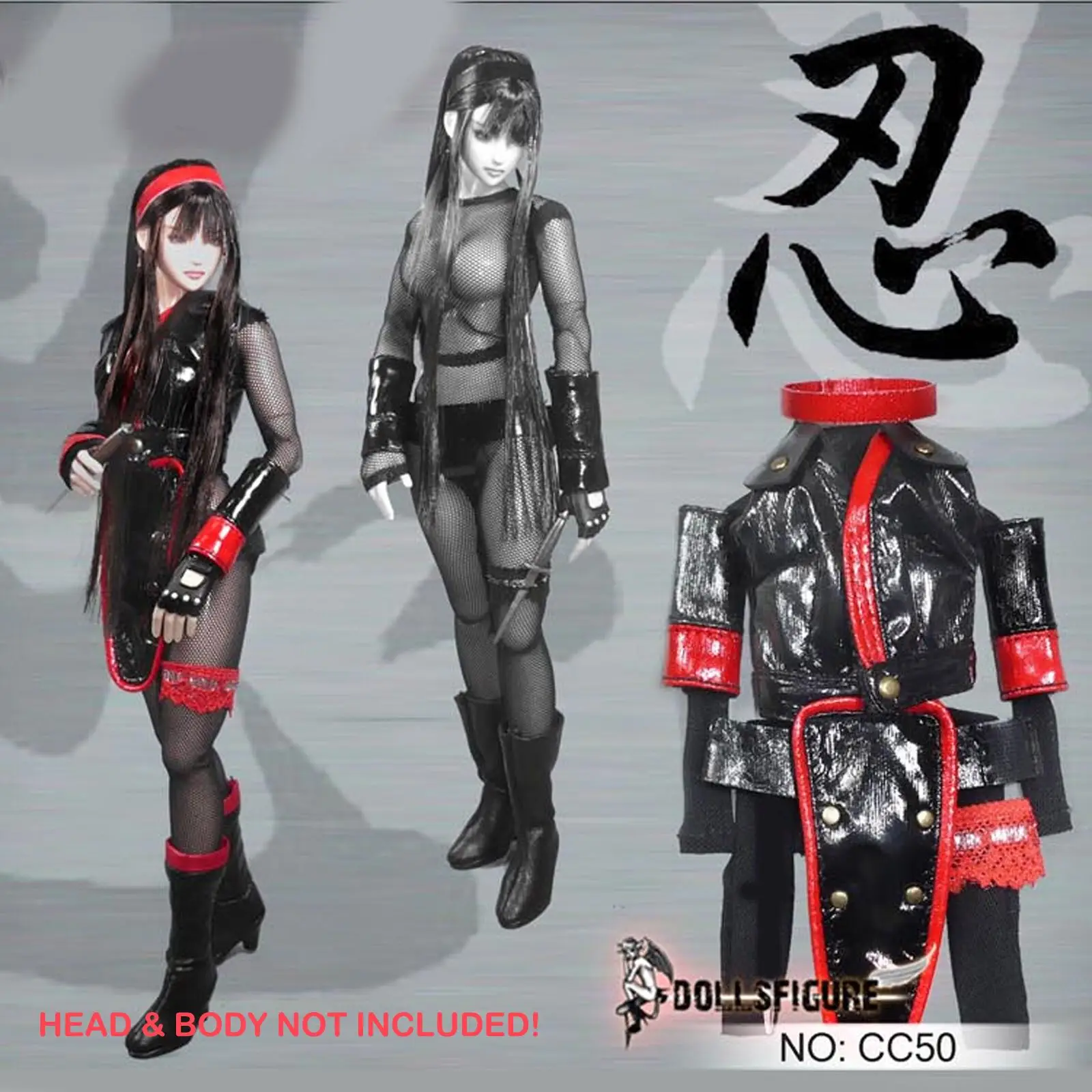 

DOLLSFIGURE 1/6 Japanese Female Perspective Underwer Ninja Clothes with Gloves Clothes Accessory for 12'' Action Figures Bodies