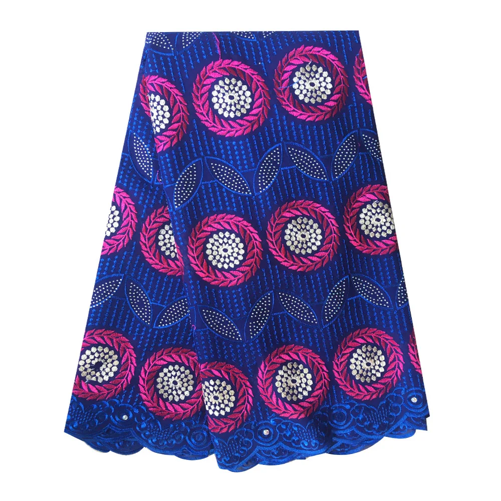 

5 Yards Laces Nigerian Swiss Voile Lace Fabric Embroidery Asoebi Style Material Royal Blue Lace Fabric For African Fashion