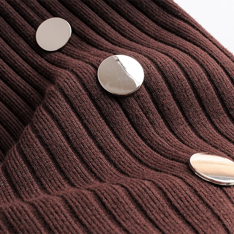Vee Top Новое поступление Женская зимняя Осенняя вязаная прямая юбка вязаный свитер до середины икры с пуговицами