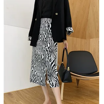 

2020 New Summer Fashion Vintage Zebra Print Skirt Simple Personality Straight Europe Sexy Womens Skirt Lady Girl A004