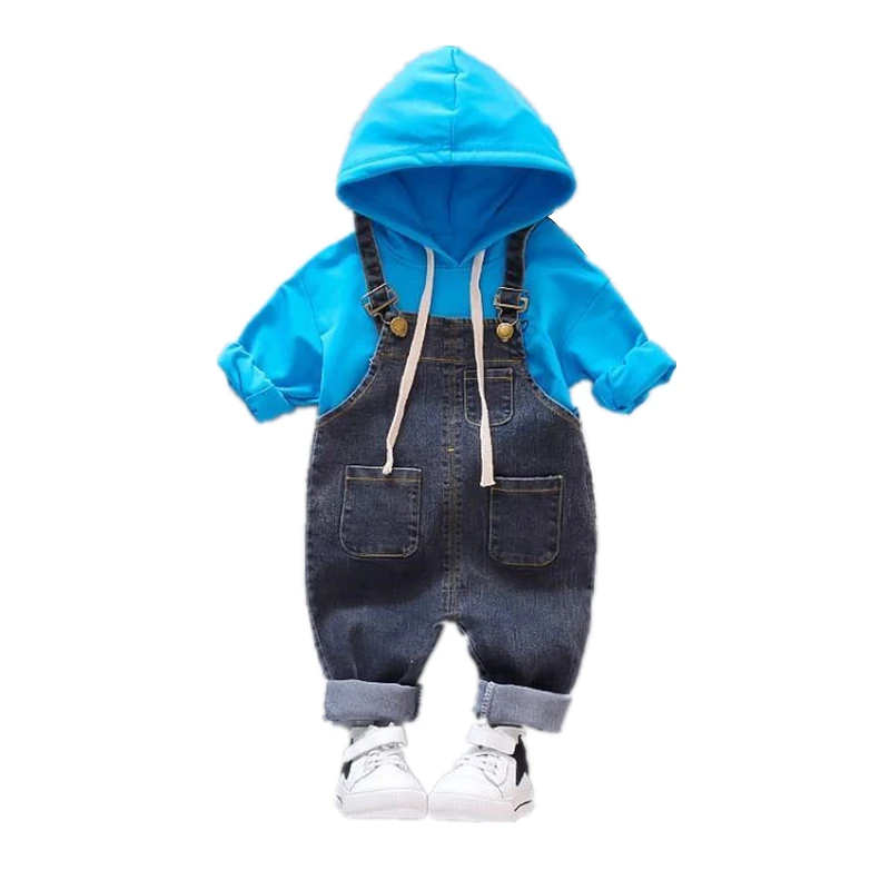 

Spring Autumn Children Kids Clothes Baby Boy Girls Hooded T Shirt Pocket Overalls 2 Pcs/sets Toddler Clothing Infant Tracksuits