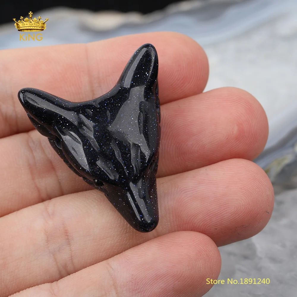 Blue Goldstone 3 шт./лот подвески в форме волчьей головы для изготовления ювелирных изделий, просверленные отверстия Резная Голова волка Животные Подвески Колье с целебным кулоном камней - Окраска металла: Blue Goldstone
