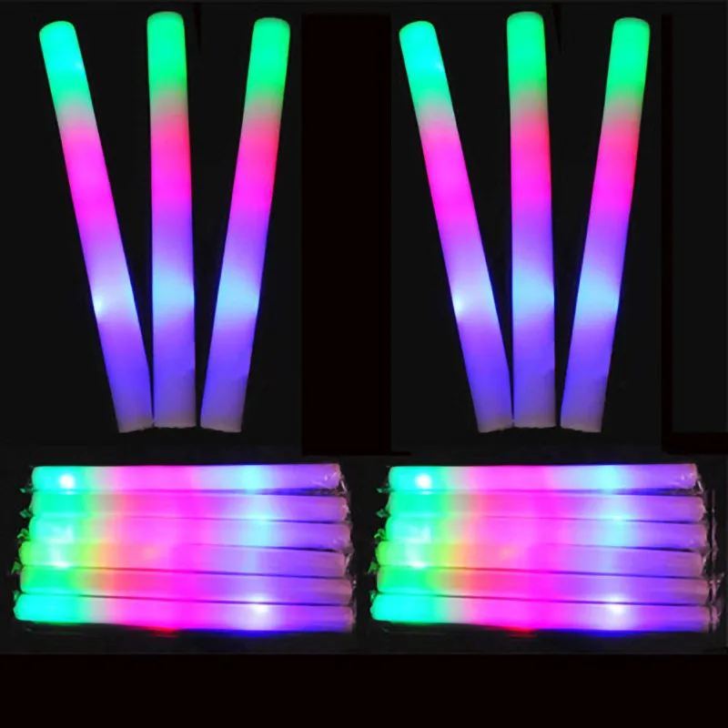 

LED Stick Colorful Multi Color Sponge Glow Stick Foam Stick Concert Large Flash Stick 12pcs Rally Flashing Light DJ Glow Wand