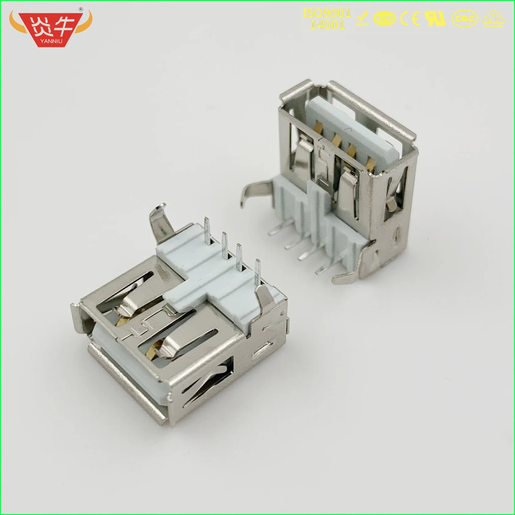 

USB A FEMALE TYPE 4P 90 RIGHT ANGLE PCB CONNECTOR WITH COVER SOCKET YANNIU ENGINEERING STORE 13.7mm 13.15mm