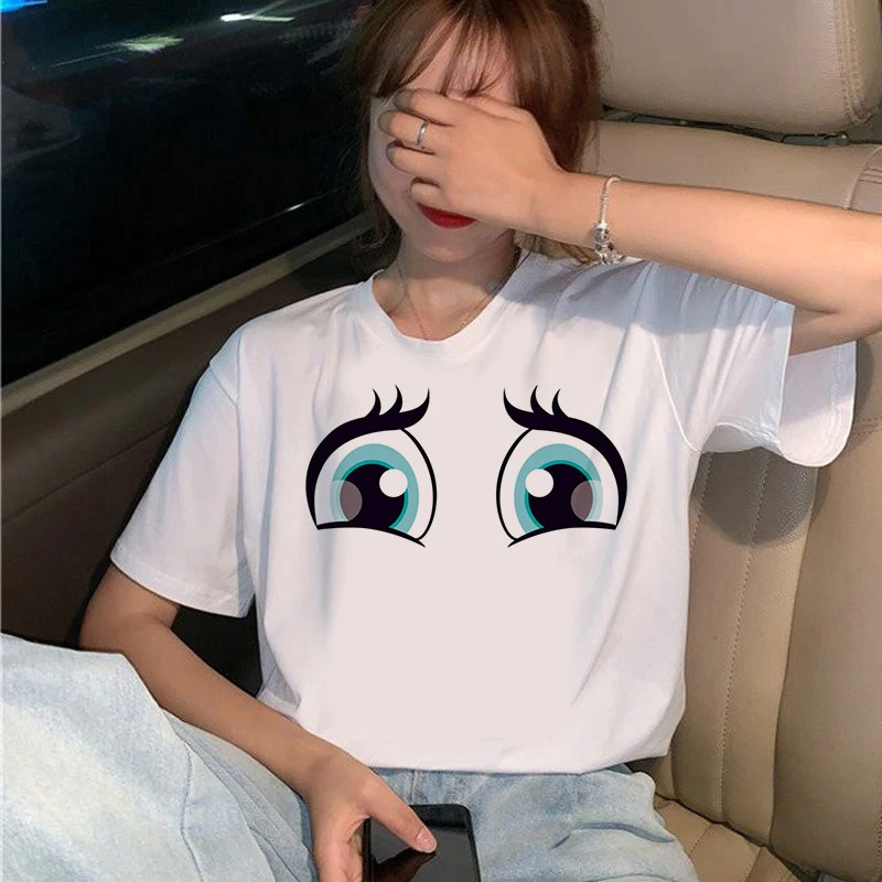 2020 Summer Big eyes Women T-shirt Printed Tshirts Casual Tops Tee Harajuku 90s Vintage White tshirt Female Clothing