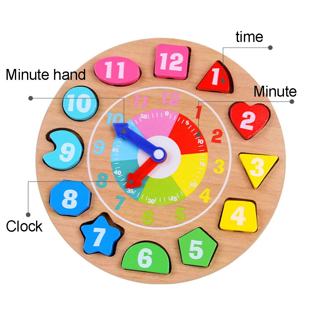 Детские часы головоломка игрушка деревянные развивающие часы пластина Форма Номер Сортировка головоломки Ранние развивающие детские игрушки