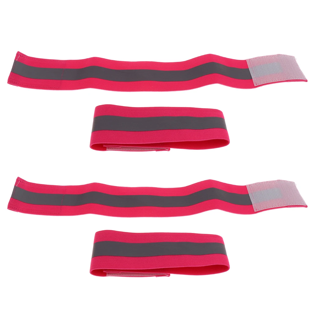 4x Elastic Reflective Hand Wrist Band Reflective Bracelet Rose Red