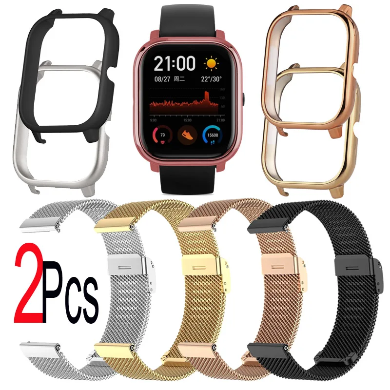 

Smart Watch Protective Case Film For Xiaomi Amazfit GTS Screen Protector Watchband Milanese Metal Strap For Colmi P8 Cases
