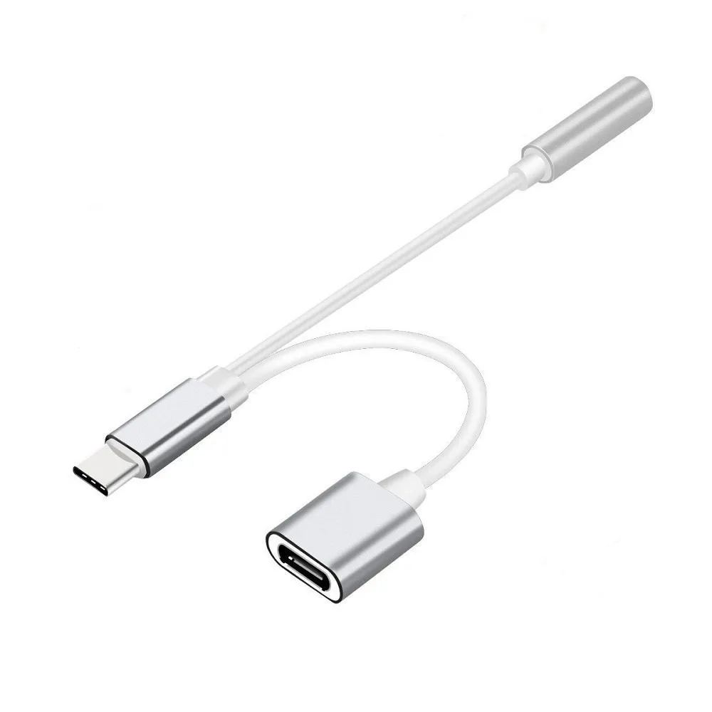 Type-C Mobile Pro Hub адаптер с USB-C зарядкой 3,5 мм разъем для наушников AUX аудио сплиттер конвертер адаптер+ зарядный кабель 19 октября