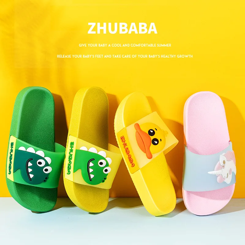 Creative Unicorn Children's Sandals and Slippers Antiskid Boys Slippers Cute Baby Dinosaur Slippers Home Slippers Wear-Resistant boy girl new colorblcok unicorn dinosaur school pen bags cute grade kawaii children anime backpacks in kindergarten