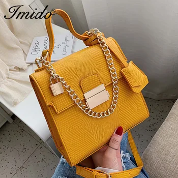 

Stone Pattern Chain PU Leather Crossbody Bags for Women 2020 Small Totes with Metal Handle Lady Shoulder Messenger Bag Handbags