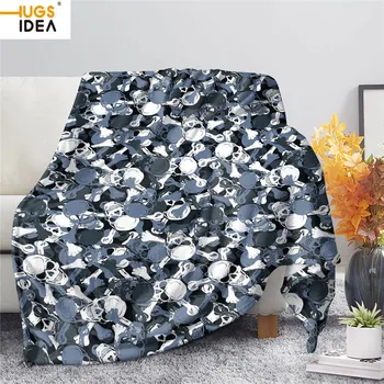 

HUGSIDEA Keep Warm Soft Blanket Camouflage Skull Pattern Sofa/Couch Blanket Spring Air Condition Blanket Multi Color Blanket