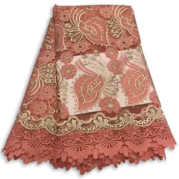 

Best Selling Swiss voile laces African woven Lace Fabric brown Nigerian French lace Fabric 2019 High Quality Tulle 01