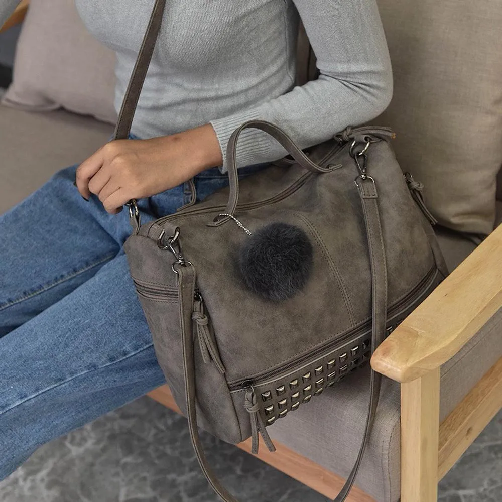 Женская сумка-мессенджер с заклепками большая сумка-тоут сумка на плечо дорожная сумка ретро сумки через плечо Сумки Sac A Dos Femme# T3G