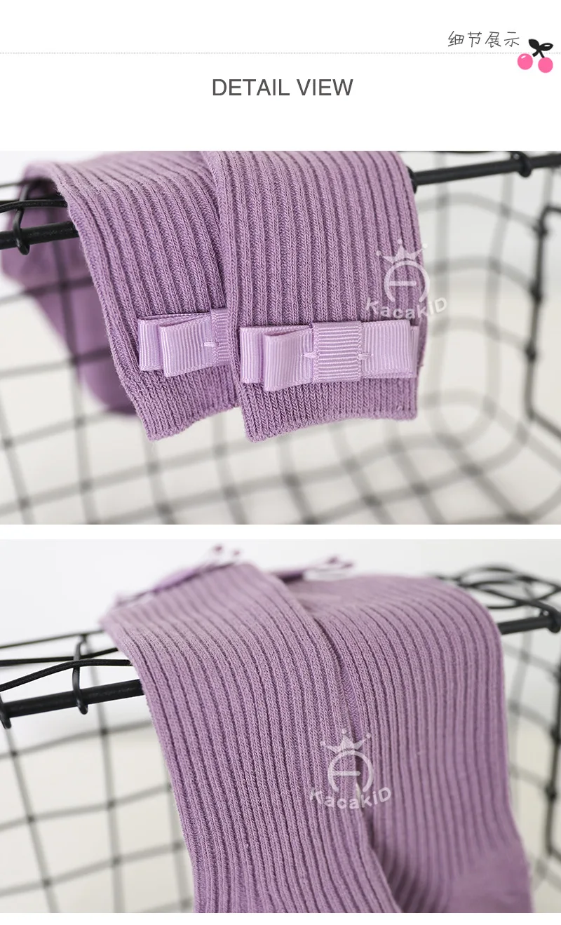 Spring New Style Children's Socks Girls Monochrome Vertical Striped Tube Socks Baby Bow Cotton Socks Dance Pantyhose Princess So