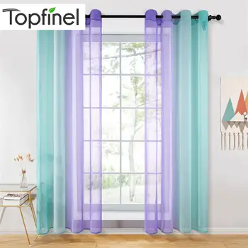 

Topfinel Gradient Color Window Tulle Curtains for Living Room Sheer Curtains for Bedroom Drapes Window Decoration Modern