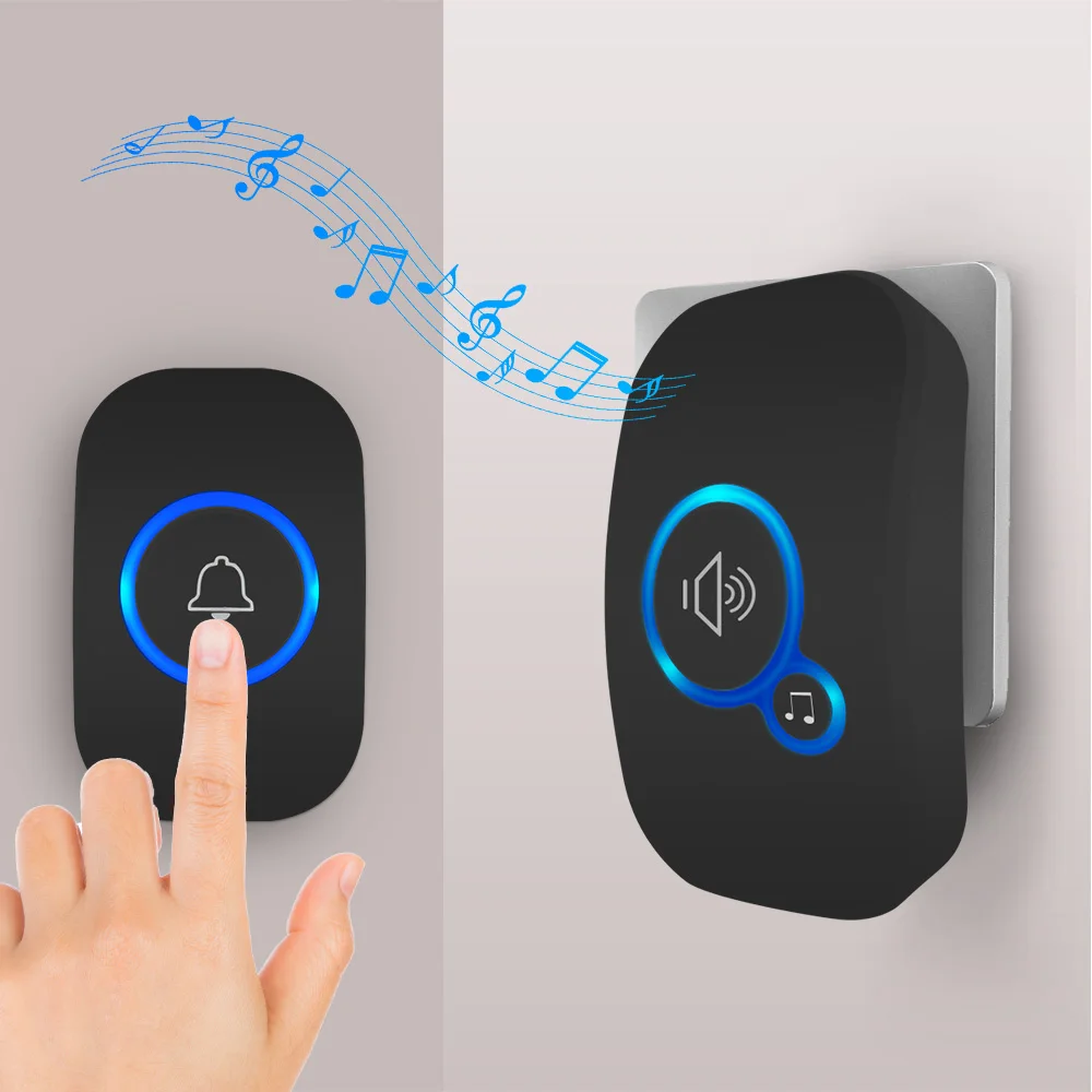 Fuers Wireless Smart Türklingel Home Security Alarm Willkommen Türklingel LED Licht 32 Songs mit Wasserdicht Taste einfache Installation