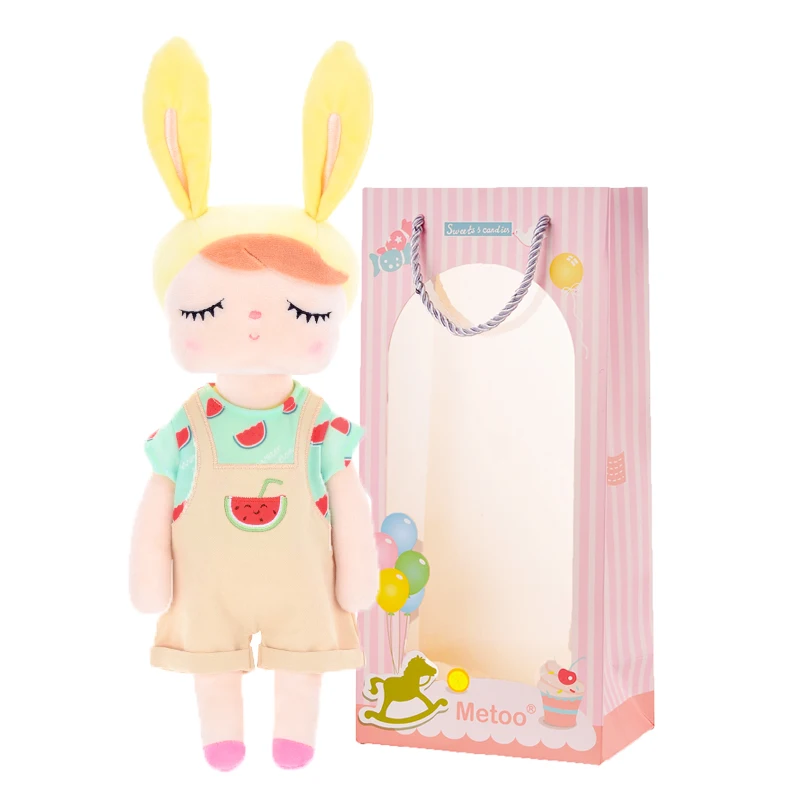 Metoo Плюшевые игрушки наряжаться Анжела куклы с коробкой Туалетная Кукла Кролик Милый Мечтая девочка подарок для детей - Цвет: Bib khaki