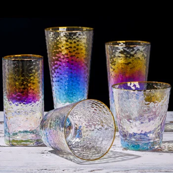 

Set of 2-300ml/450ml creative Colorful style home morning water glass high quality office water juice drink glass cups GLA-69