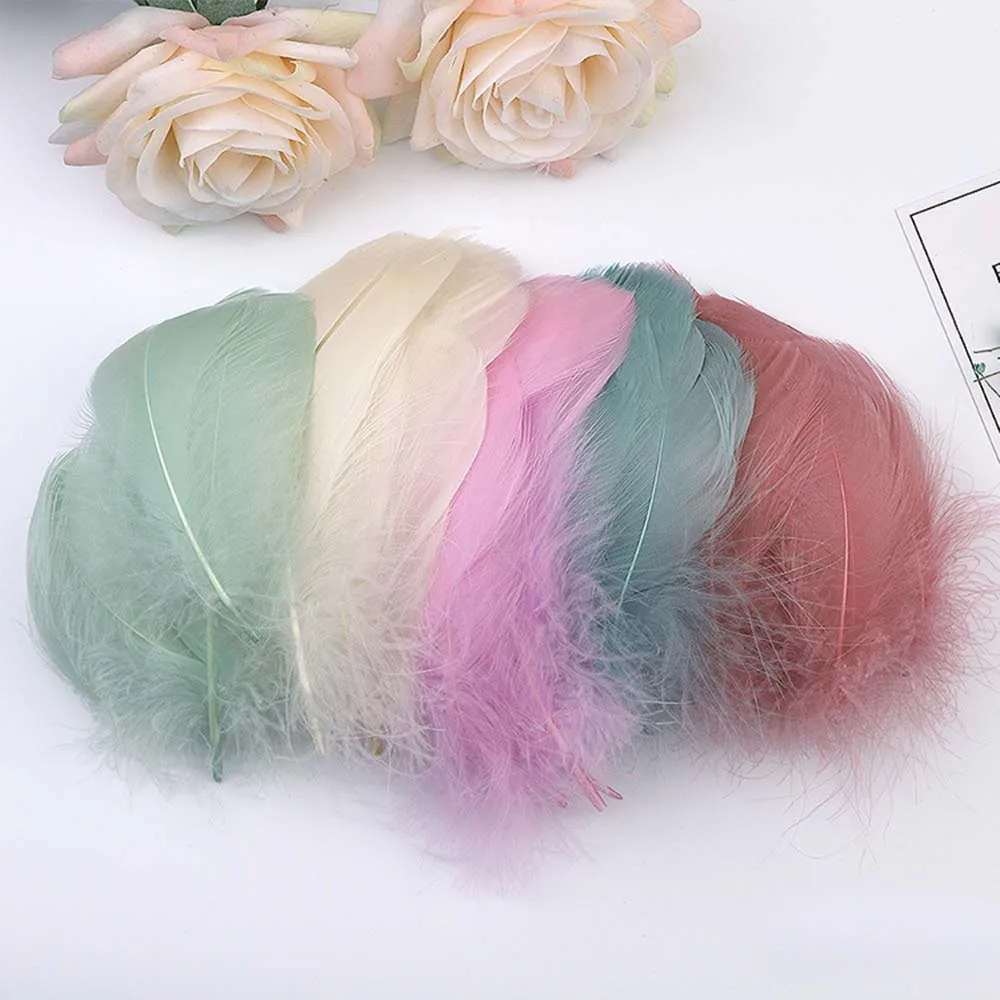 Goose Feathers 6~11cm Colored Middle Size For Wedding Party Decoration Needlework 50pcs~400pcs