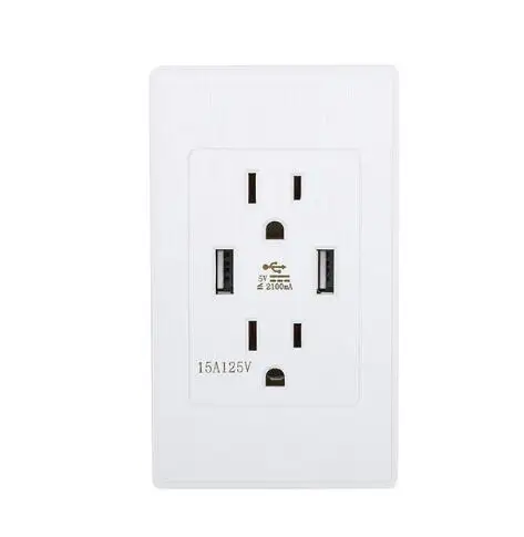 5V 2A розетки Зарядное устройство Dual USB AC 125V 15 АМП настенное гнездо розетка адаптер