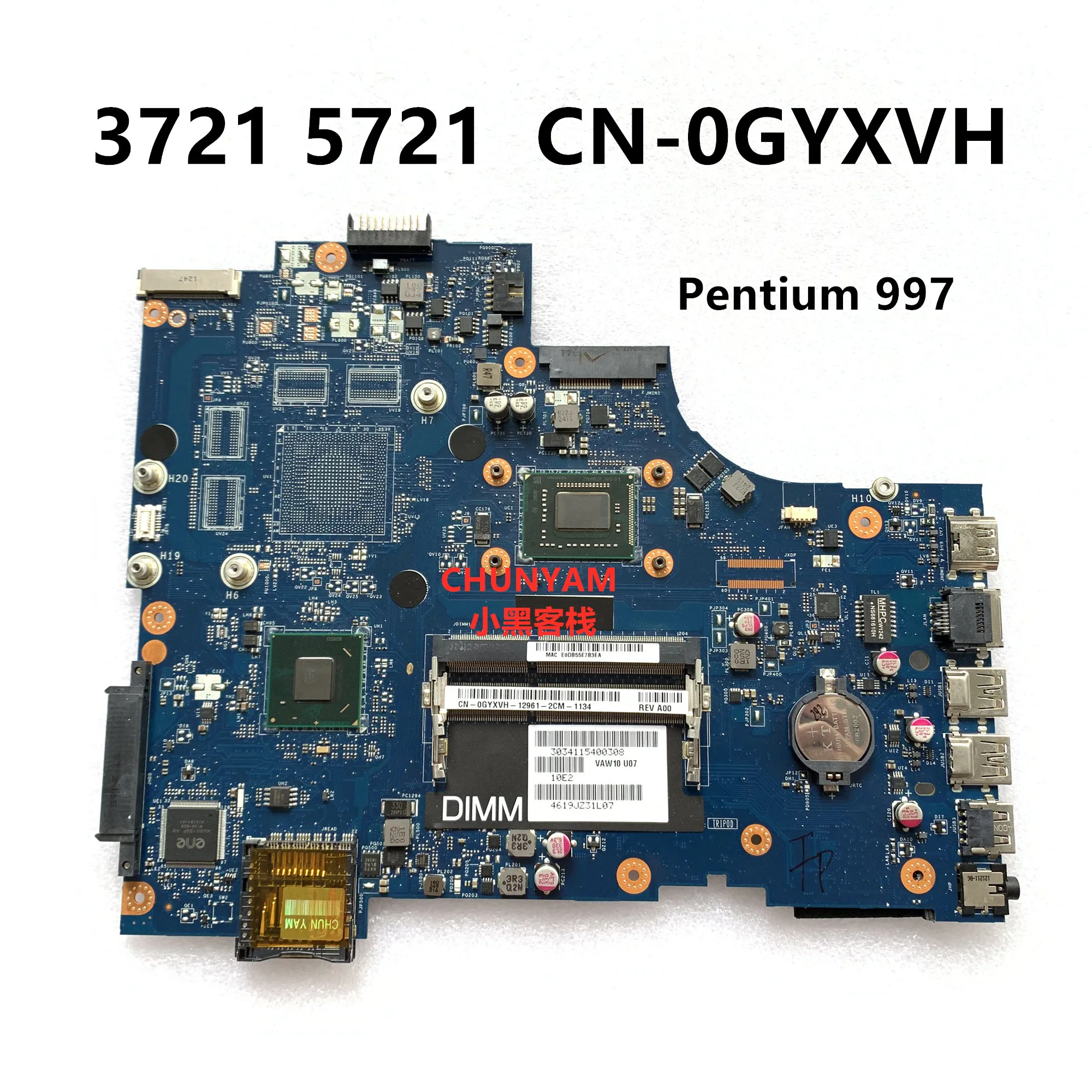 

KEFU original VAW11 LA-9102P FOR DELL INSPIRON 3721 5721 laptop motherboard Pentium 997 CN-0GYXVH GYXVH mainboard