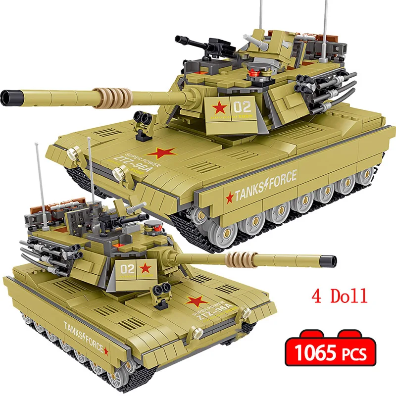  1065PCS Military China 96A Main Battle Tank Building Blocks Compatible Legoing Army Soldier Weapon 