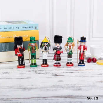 

6Pcs 12cm Wooden Nutcracker Doll Puppet Figurines Toy Wood Christmas Decorations Home Decoration Child Kids Gift Office Ornament