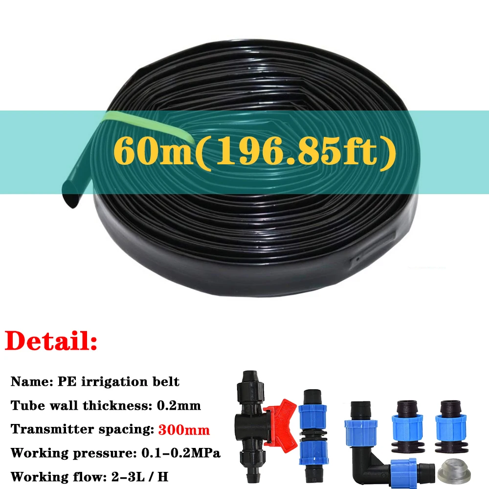 Drip Irrigation Tape 20-60M 16mm 0.2mm Thickness 5/8'' Space 15/20/30cm Soaker Greenhouse Farm Watering Hose Patch Tape Hose Drip Irrigation System
