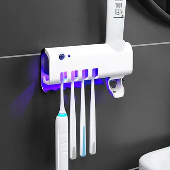 

Smart UV Toothbrush Sterilizer Holder Multifunctional Bathroom Wall-mounted Tooth Rack Sterilization