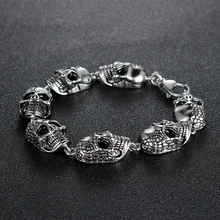 Мужской Байкерский браслет из нержавеющей стали, браслет из нержавеющей стали с черепом, модные ювелирные изделия, подарки для мужчин, винтажные аксессуары