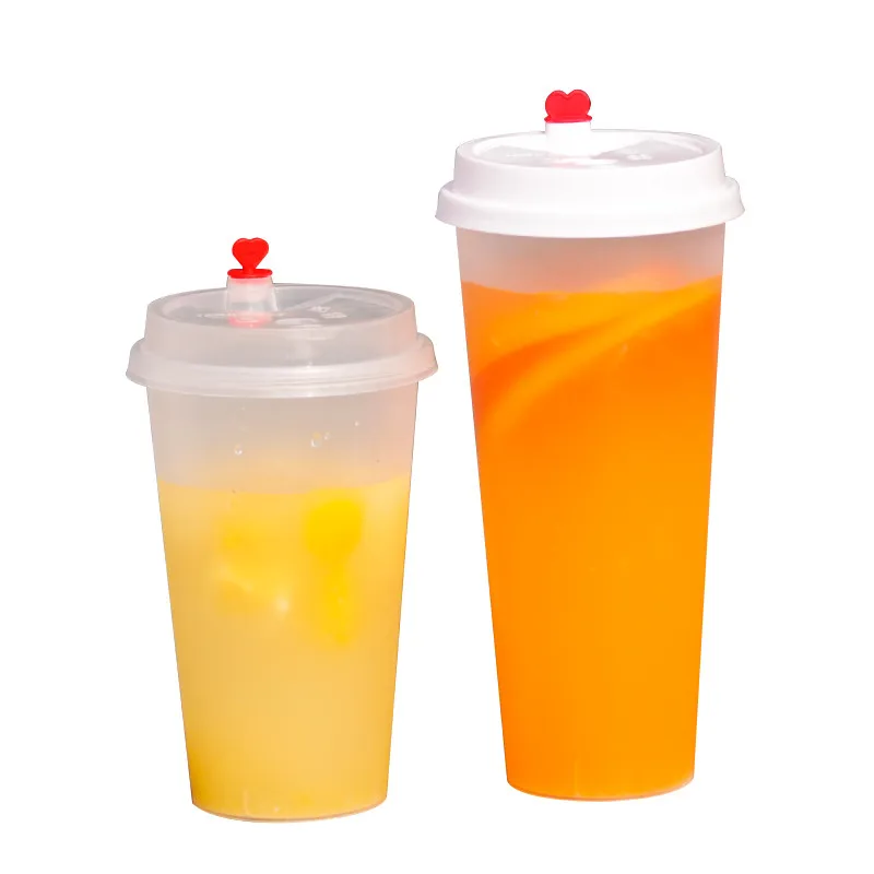 

50pcs High quality disposable coffee cup 500ml 700ml frosted transparent thicken milk tea juice cold drink plastic cups with lid