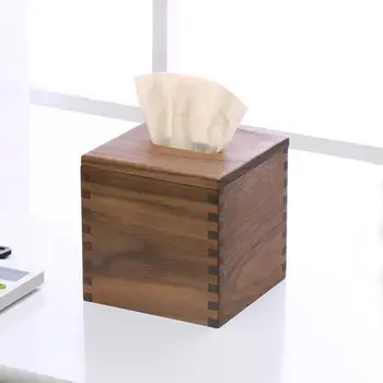 

Wooden Cubic Tissue Box Paper Napkin Holder Case Bathroom Office Desk Paper Box Tissue Canister Eco-Friendly Wood Table Decor