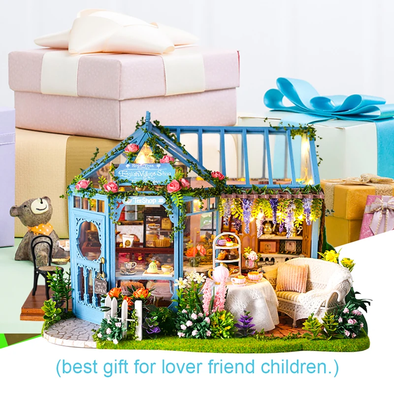  Cutebee DIY House Miniature with Furniture LED Music Dust Cover Model Building Blocks Toys for Chil - 4000076833386