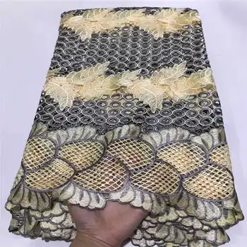 

Gray Nigerian Cord Laces Fabric Hot Sale Delicate Embroidered African French Net Lace Fabric With Stones For Women Dress ZQA7-1