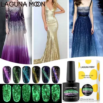 

LAGUNAMOON Luminous 3D Cat Eye Gel Polish Night Glow In Dark UV LED Soak Off Varnish Lacquer Manicure Gel Nail Polish 8ML