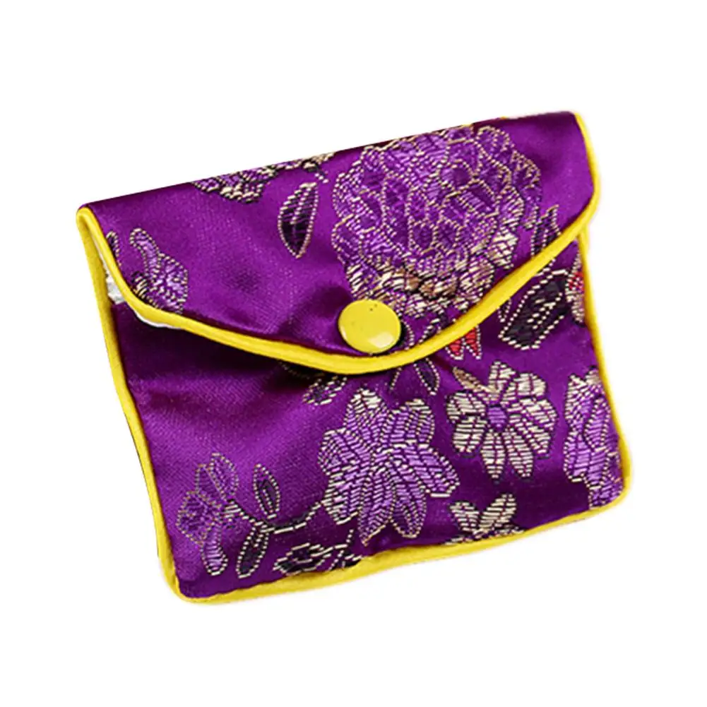 12 Pcs Jewelry Silk Storage Bag Chinese Brocade Embroidered Coin Organizers Pocket Gift Bags Small Jewelry Snap Case Coin Purse