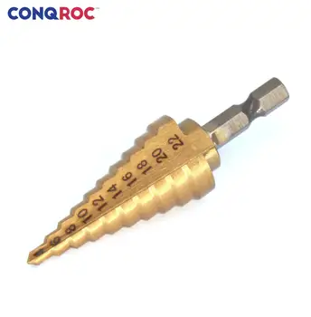 

HSS4241 Titanium Coated 4～20mm Step Drill Bit 1/4" 6.35mm Hex Shank Metal Hole Cutter Drilling Tool Hole Opener