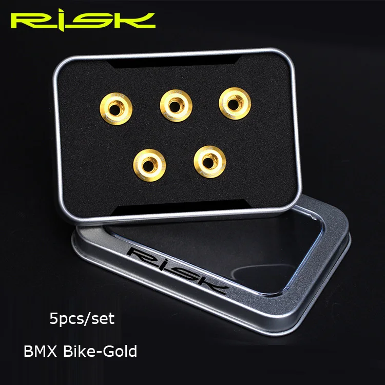 Risk 6,5 мм крепежные болты для велосипеда из титанового сплава для MTB BMX, одноколесные фиксированные винты, гайки, Аксессуары для велосипеда - Цвет: 5pcs-Gold