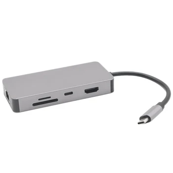 

Type-C HUB Multifunctional 8-In-1 Docking Station USB HUB to HDMI Card Reader Adapter Hub for PC Laptop